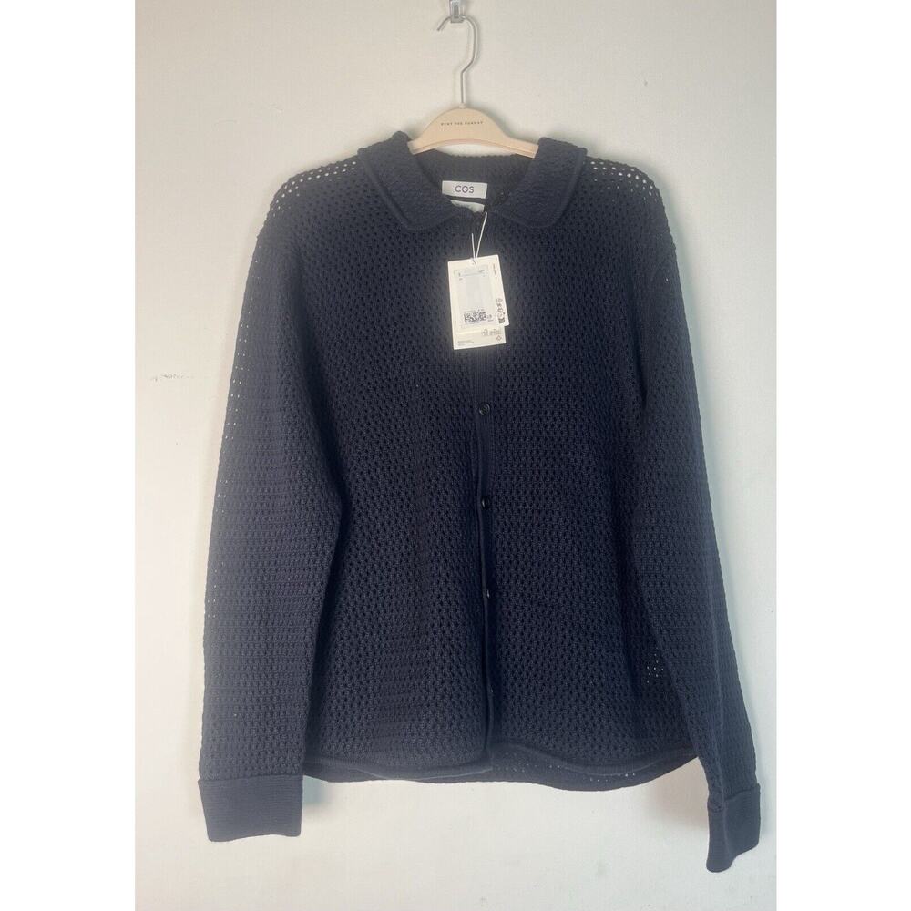 COS Wool Open Knit Collared Cardigan Sweater Size L $135